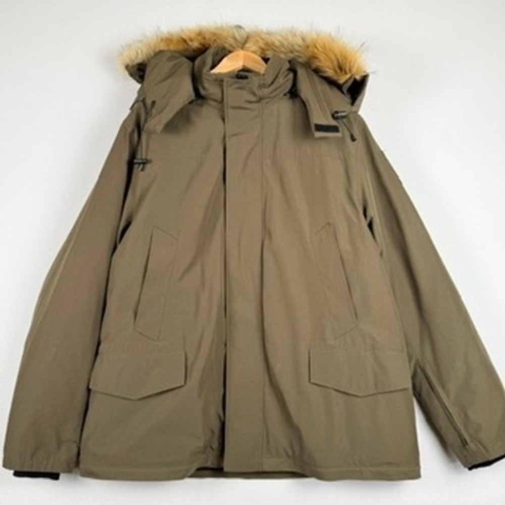 North Aware Parka Jacket Mens 2XL Brown Faux‎ Fur Hood Heavyweight Winter Coat